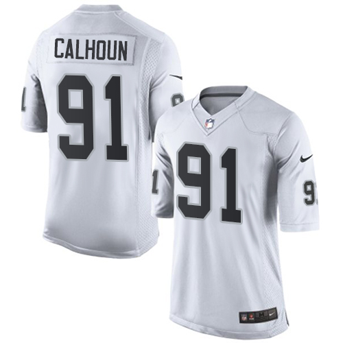 Men's Limited Shilique Calhoun Nike Jersey White Road - #91 NFL Oakland Raiders